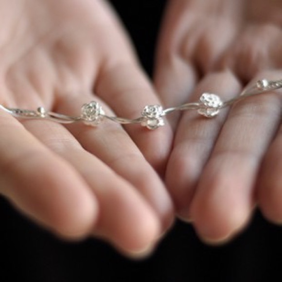 925 Sterling silver rose anklet/bracelet - Picture 1 of 2